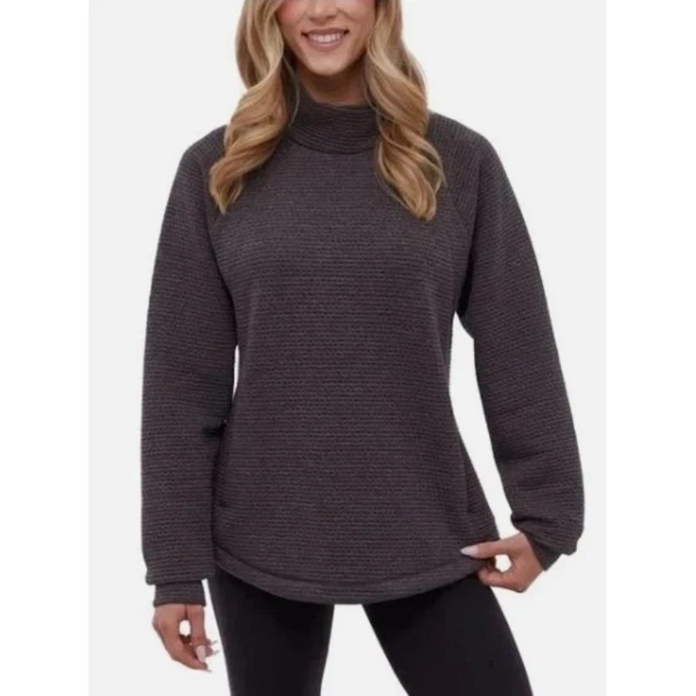 Bench Women's Funnel Neck With Pockets Pullover Top, Dark Gray, Size: 2XL